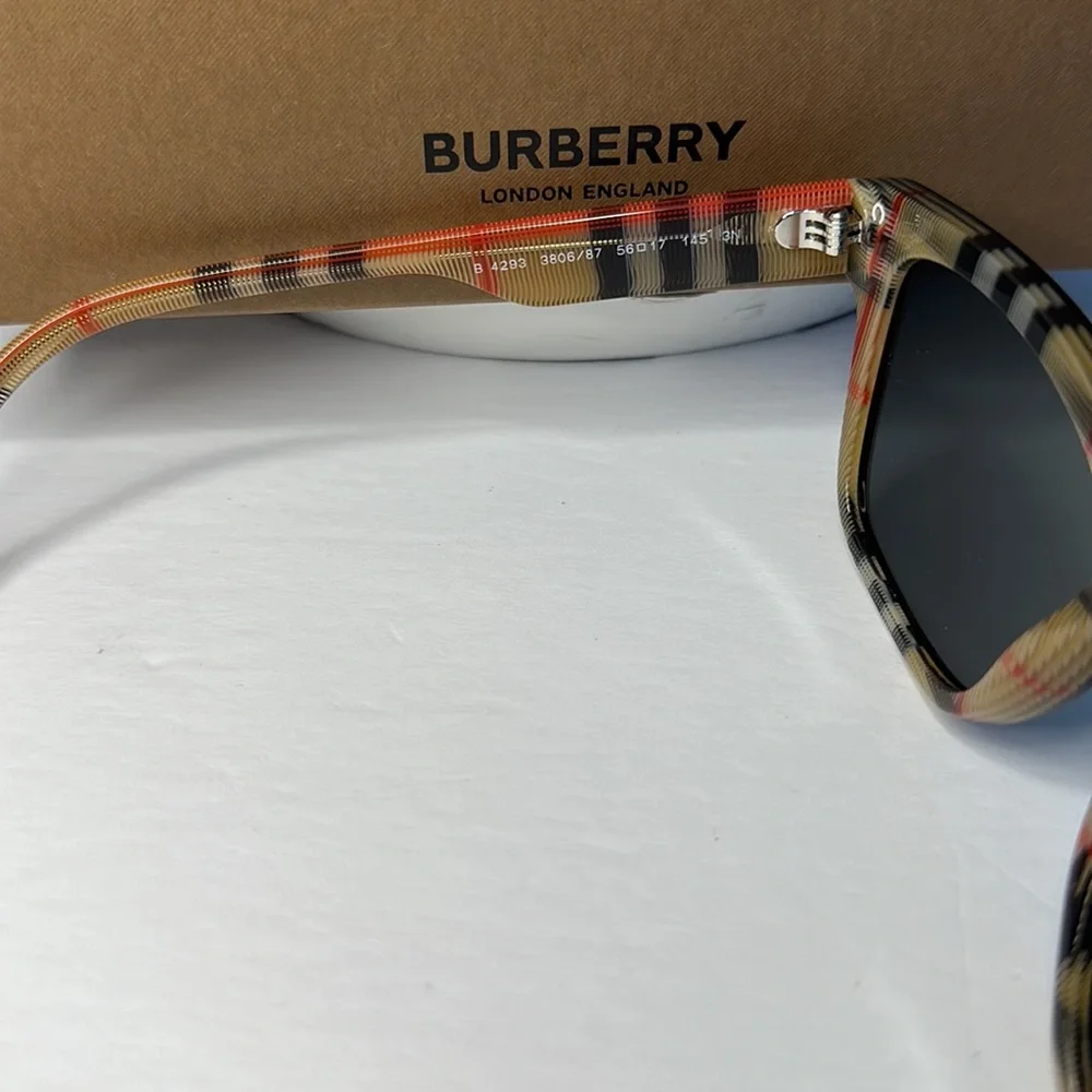 Burberry BE4293 380687 Sunglasses Men's Top Black-Vintage Check/Grey 56-17-145